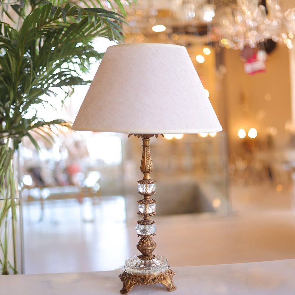 Table Lamp, 1 Lights, Crystal Metal Antique - أباجورة، 1 لمبة، معدن كريستال أنتيك